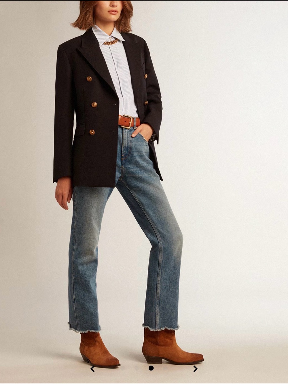 Golden Goose Cropped Flared Jeans Raw Hem Star Detail Italy 27